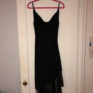 RUNWAY | spaghetti strap black dress with tulle